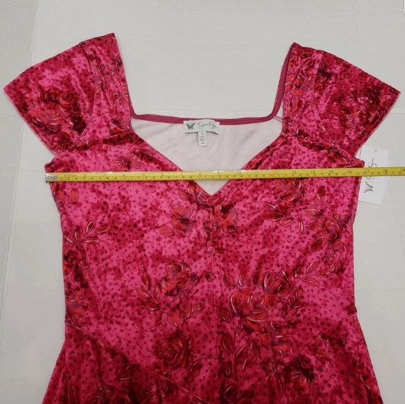 Jessica Simpson Crushed Velvet Fairy Goth Floral Romantic Asymmetrical Dress S - Picture 6 of 11